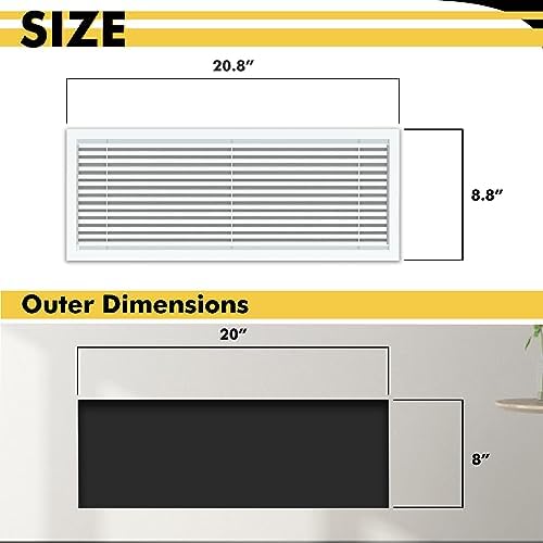 Linear Bar Air Grille 20" X 8", Aluminum Air Supply/Return Grilles, Easy Air - Image 2