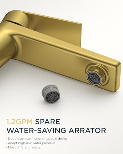 FORIOUS Single Hole Bathroom Faucet Gold, Commercial Faucet - Image 4