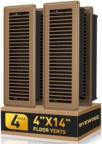 4x14 Floor Register, 4 Pack Brown Vent Covers by BYEWIRE