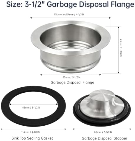 Garbage Disposal Flange and Stopper, Brushed Stainless Steel - Image 2