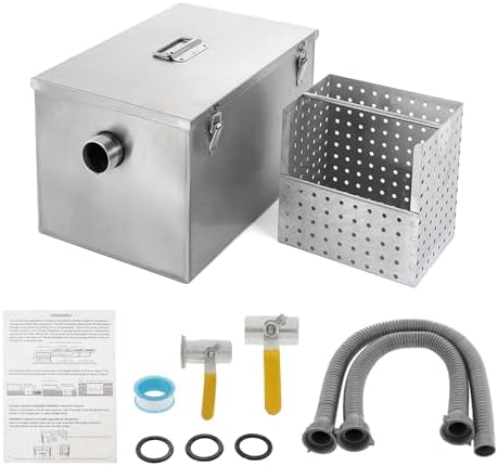 BEAMNOVA Commercial Grease Trap, Stainless Steel, Side Inlet by BEAMNOVA