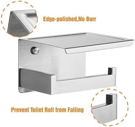 HITSLAM Toilet Roll Holder Brushed Nickel, Adhesive Wall Mount, No Rotate - Image 5
