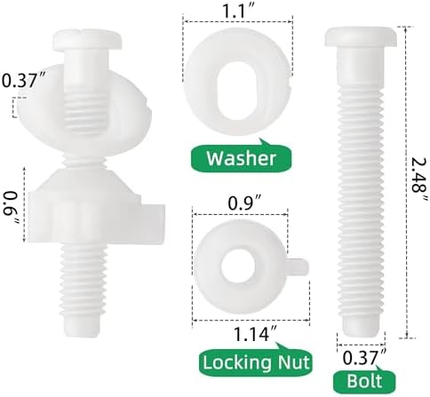 VRSS Plastic Toilet Seat Hinge Bolt Screws Replacement, 2 Pack - Image 3