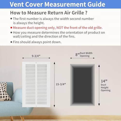 Howeall 8"W x 14"H Steel Return Air Grille, Air Return Vent Cover - Image 5