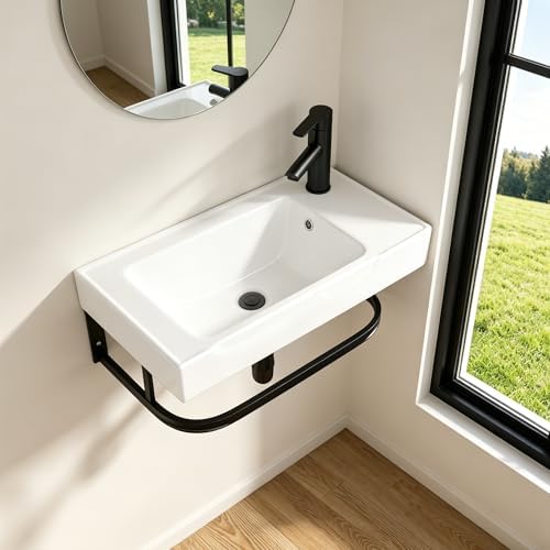 Logmey 19 Inch Wall Mount Bathroom Sink 19.69"x11.42" Rectangule Floating Sinks - Image 3