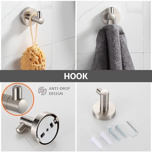 BGL Bathroom Accessory Set, 4-Piece Brushed Nickel Towel Racks - Image 5