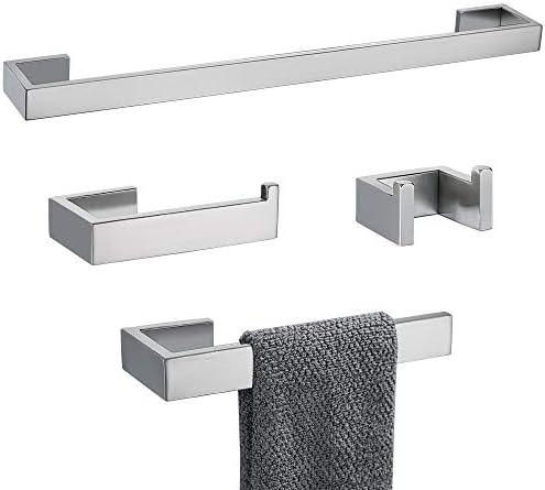 4 Pieces Bathroom Hardware Accessories Set Towel Bar Towel Holder Robe Hook by TNOMS