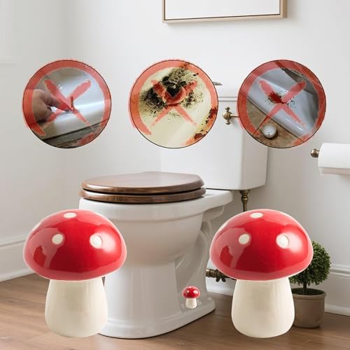 BEUNAIZER Ceramic Mushroom Toilet Bolt Covers, Decorative Caps - Image 3