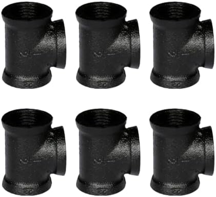 1/2" TEE Industrial Threaded Black Iron Pipe Fittings; Black Semigloss Finish by PRIMPIPEWORKS