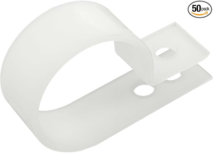 50Pcs 1 Inch R-Type Nylon Cable Clamps by Teansic