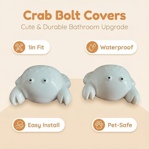 2 Pack Toilet Bolt Caps, Ceramic White Cute Crab, Decorative Bathroom - Image 6