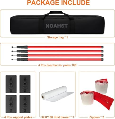 12ft Dust Barrier Poles with 33x13ft Dust Barrier Sheeting and 2 Heavy Duty - Image 4