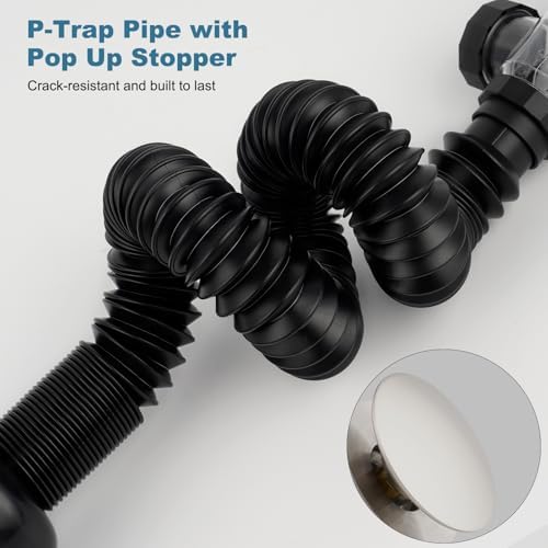 Bathroom Sink Drain Kit/Drain Pipe/Pop-Up Stopper, Big Cap, Brushed Nickel - Image 6