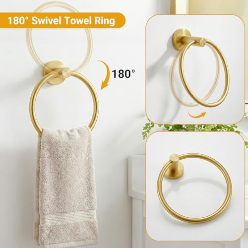 5 Piece Brushed Gold Bathroom Hardware Set, 24 Inch Bathroom Hardware Set Towel - Image 5