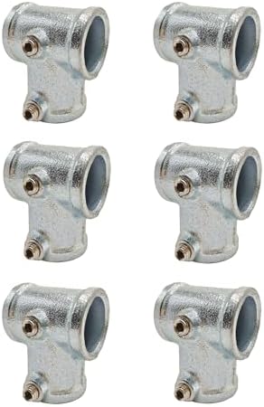 6 Pcs Galvanized Pipe Fittings Single Socket Tee Steel Pipe Pipe Clamps Fits 1 by FLEXKEA
