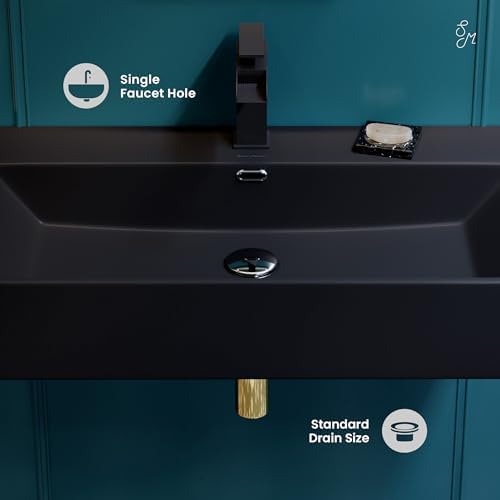 Swiss Madison Claire 30” Rectangle Wall-Mount Bathroom Sink in Matte Black - Image 3