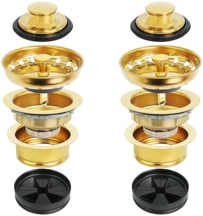 10 Pcs 3-1/2 Inch Gold Kitchen Sink Plug Stainless Steel Sink Drain Strainer by UCEHIPAW