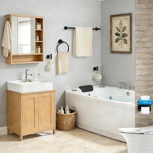 5Pcs Bathroom Hardware Set, Matte Black Bathroom Accessories Set - Image 7