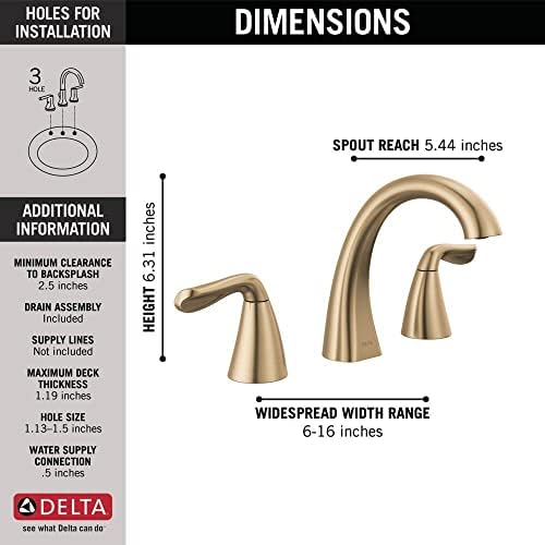 Delta Arvo Brushed Gold Faucet 3 Hole, 8 Inch Widespread Bathroom Sink Faucet - Image 5