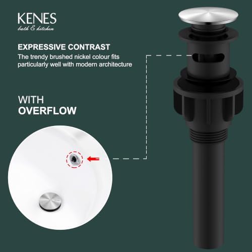 KENES 2 Pack Brushed Nickel Bathroom Sink Drain Assembly - Image 3