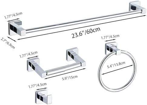 Chrome Bathroom Hardware Set 4 Pieces, Bathroom Accessories Set Stainless Steel - Image 7