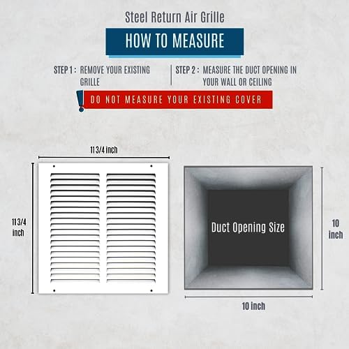Fits 10x10 Duct Opening | Steel Return Air Grille by Handua | Vent Cover Grill - Image 2