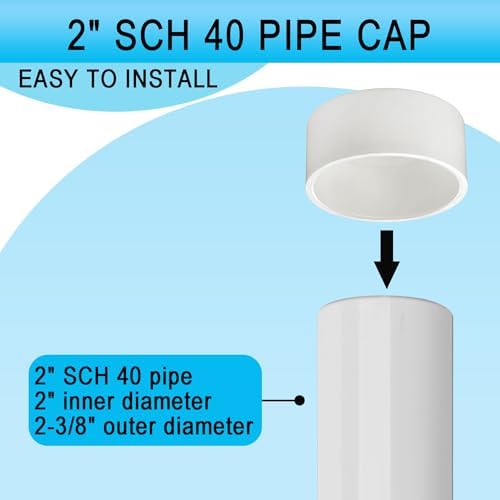 Asterbacks 2 inch PVC Socket Cap Schedule 40 White Pipe Fittings Connectors - Image 4