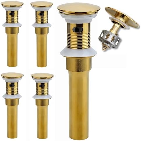 Rockgoya Bathroom Sink Drain, 5 Pack Gold Drain Stopper Bathroom Sink by Rockgoya