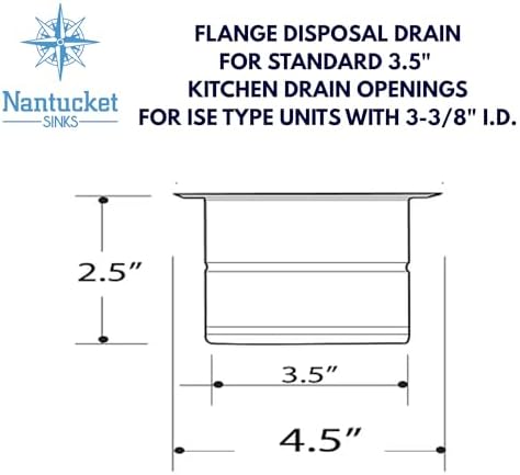 Nantucket Sinks 3.5" Extended Garbage Disposal Flange, Unlacquered Brass - Image 2