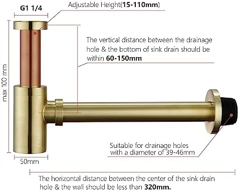 Brass P Trap Bathroom Sink: 1-1/4 Sink Trap - Image 4