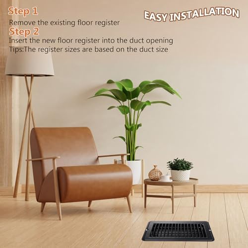 4" X 8" Floor Register 4 Pack Black Floor Vent Covers Heavy Duty Floor Vent - Image 5