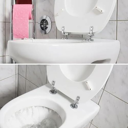 1 Pair Toilet Seat Hinges Replacement, Adjustable Aluminum Alloy Kit - Image 5