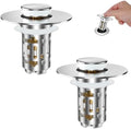 Hibbent 2 Pack Bathroom Sink Drain Strainer, 3 in 1 Pop Up Stopper by Hibbent