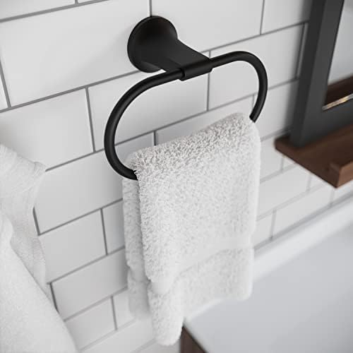 Pfister BRBPFM0B Pfirst Modern Bathroom Hand -Towel Ring, Matte Black - Image 2
