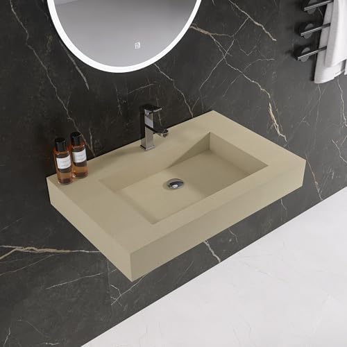 30" x 19" Bathroom Sink with Solid Surface, Wall Mount Bathroom Sink with by MEDUNJESS