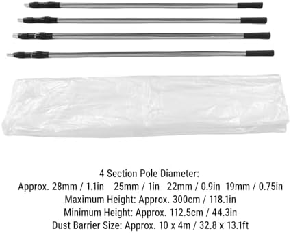Fockety 4 Pack Dust Barrier Poles, Retractable Zipper Wall Pole Kit - Image 6