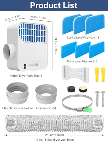Upgraded 4 inch Dryer Vent Hose Triple Filtration System Indoor Dryer Vent Kit - Image 7