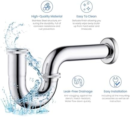 KIBI 1.5" Bottle P-Trap for Bathroom Sink – Decorative Solid Brass Drain Pipe - Image 7