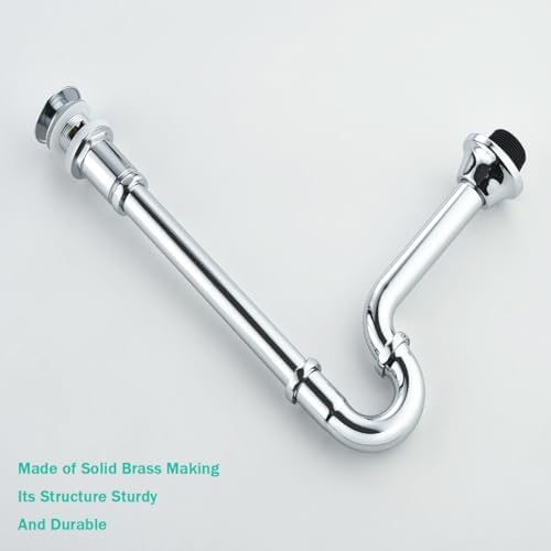 Brass P Trap with Pop Up Drain Stopper With Overflow, U-Shape 1 1/4 Slip Joint - Image 7