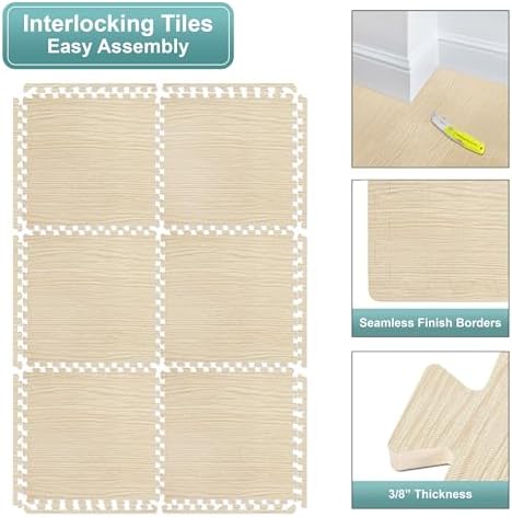 Sorbus Wood Grain Floor Tiles Foam Mat EVA Interlocking Mats Tile 3/8-Inch - Image 6