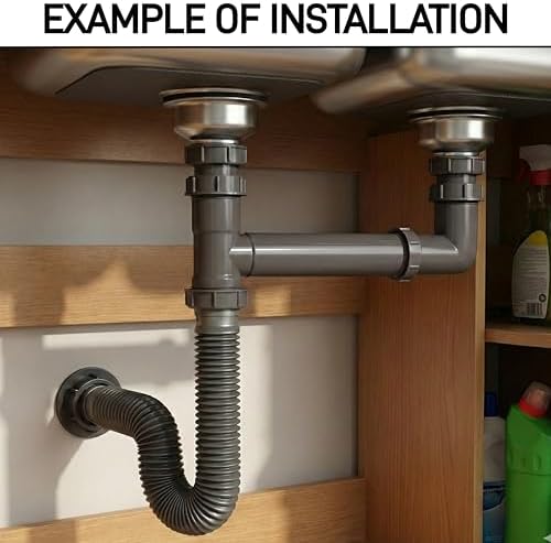 Double Bowl Kitchen Sink Drain Kit – End Outlet Waste - Image 2