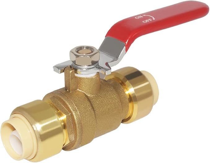 Hooshing 1/2 Inch Push-Fit Full Port Ball Valve, Push-to-Connect, Plumbing by Hooshing