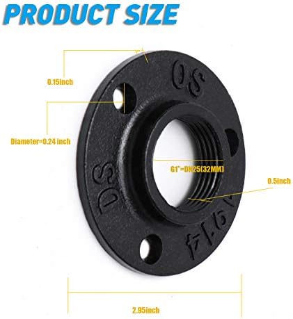 1" Antirust Black Painted Floor Flange, 20 Pack Malleable iron Pipe Fittings - Image 2