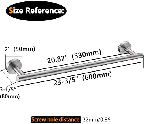 Nolimas Brushed Nickel Bath Towel Bar Single Bars Towel Rack Rod Classic Wall - Image 3