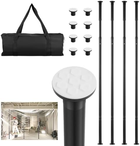 10FT Dust Barrier Poles, 4 Pack Stainless Steel Zipper Walls Poles by Home