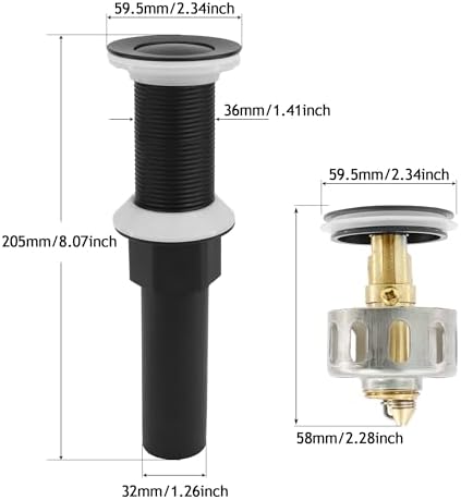 Bathroom Sink Drain, Drain Stopper Bathroom Sink Without Overflow, Small Cap - Image 2