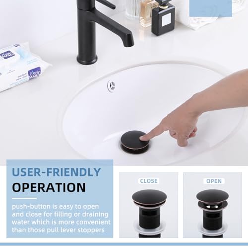 Angle Simple Bathroom Sink Stopper Oil-Rubbed Bronze, Pop Up Sink Drain - Image 4