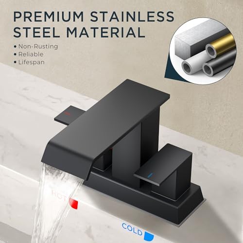 FORIOUS Matte Black Bathroom Faucets 3 Hole - Image 5