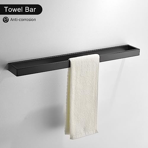 Black Towel Bar Set, 4-Pieces Bathroom Hardware Set Modern Bathroom Towel - Image 2