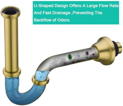 Brass P Trap 1 1/4 Sink Drain Pipe Champagne Bronze - Image 5